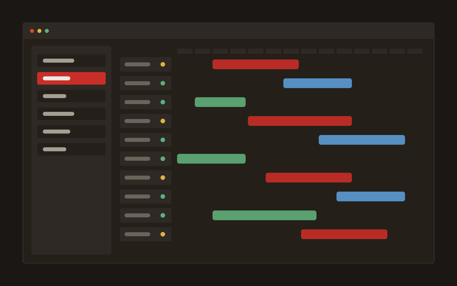 Illustration of a fleet and availability panel: a list of vehicles and a calendar with each one's bookings.